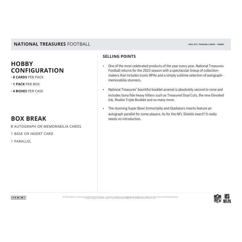 2023 Panini National Treasures Football Hobby Box
